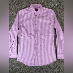 Paul Smith London Men’s 41-16 Slim Fit Button Up Long Sleeve Shirt Pink Striped